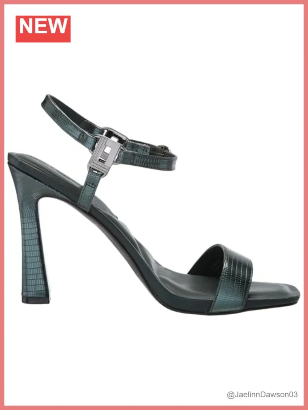 Evening Ankle Strap Dress Heel Sandals - Faux Leather, Platform Pump